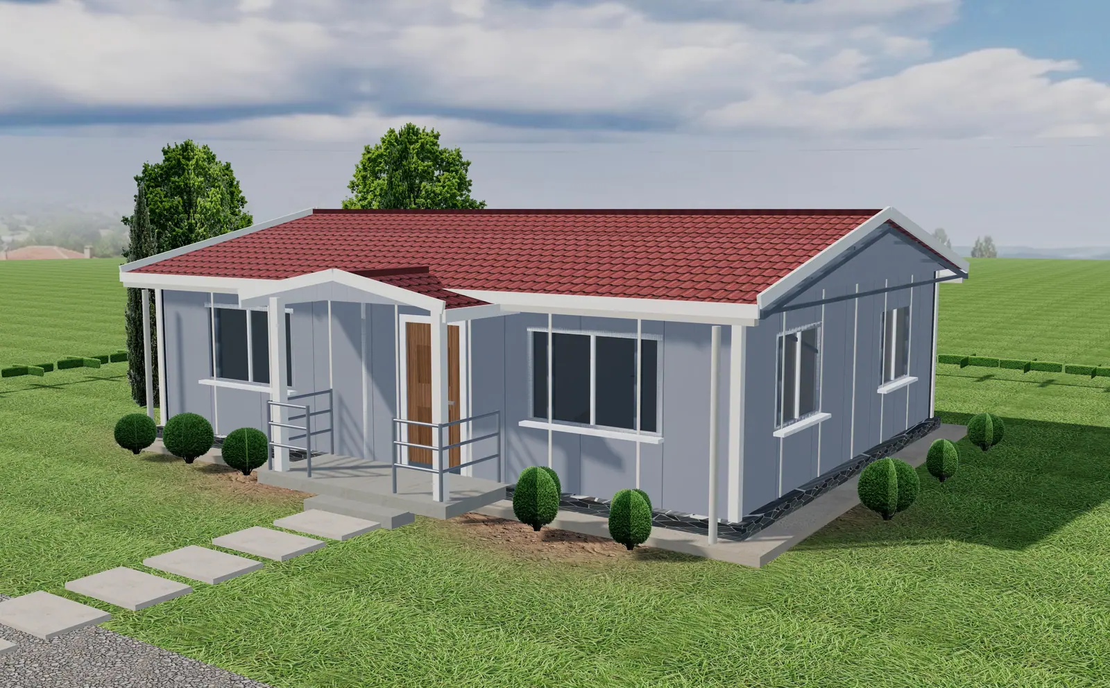 Aktaş Prefabrik Ev tarafından tamamlanmış tek katlı prefabrik ev
